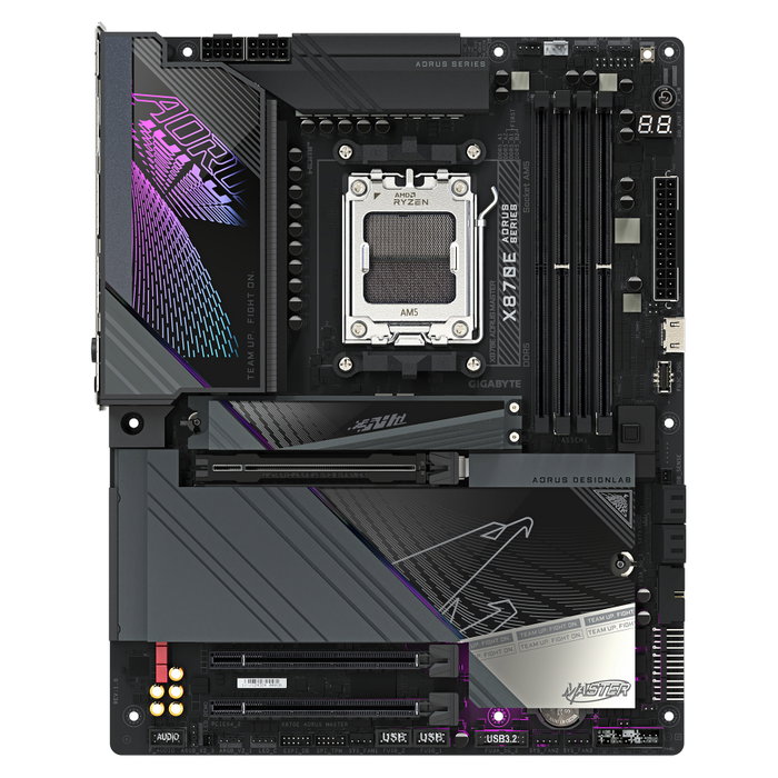 Gigabyte GA-X870E AORUS MASTER Placa Base ATX AM5, Chipset AMD X870, Wi-Fi 7, LAN 5GbE, USB4, 4x M.2, 16+2+2 Fases VRM, DDR5 hasta 8600MHz, para Ryzen 7000/8000/9000 Series