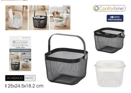 Inde Cesta de Metal Organizador Cuadrada con Asa de Metal, 26.5 x 24.9 x 18.1 cm (6 Unidades)
