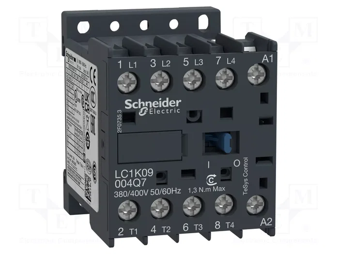 SCHNEIDER ELECTRIC LC1K09004M7 Contactor TeSys K 4-polar 9A 220VAC SCHNEIDER ELECTRIC LC1K09004M7 Contactor TeSys K 4-polar 9A 220VAC