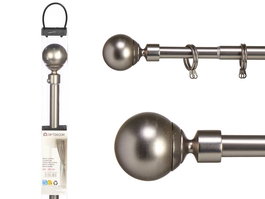 Giftdecor Barra Cortina 120-210 cm Bola Plata Diámetro 2 cm Hierro (Set de 12)