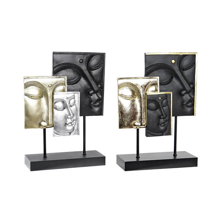 DKD Home Decor Figura de Buda en Resina y MDF, Set de 2 unidades