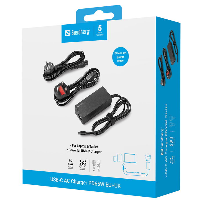 SANDBERG USB-C AC Charger PD65W EU+UK