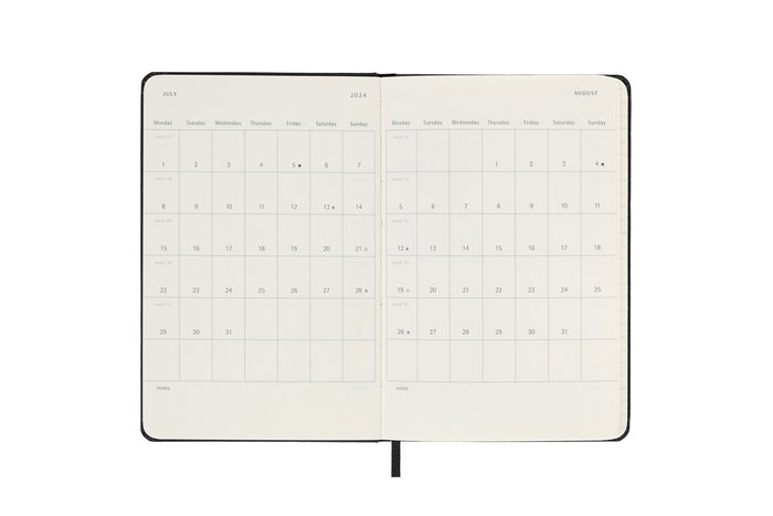 AGENDA 2024 TAPA DURA 12 MESES DIARIA P (9 x 14 CM) NEGRA MOLESKINE DHB12DC2Y24