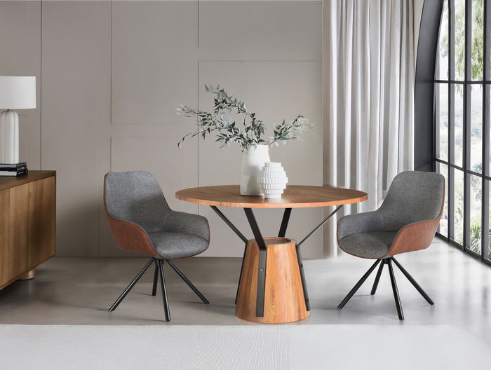 GINER Y COLOMER Mesa de Comedor Redonda en Madera de Mango y Metal de 116 cm de Diámetro GINER Y COLOMER Mesa de Comedor Redonda en Madera de Mango y Metal de 116 cm de Diámetro