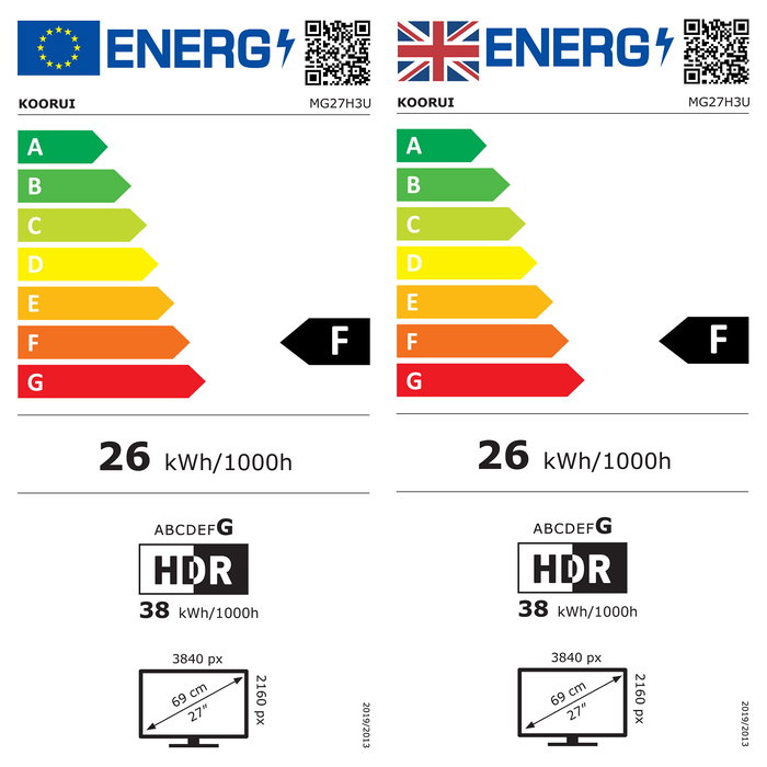 Koorui G2741L Monitor Gaming 4K UHD 68,6 cm (27 Pulgadas) IPS 1ms 160Hz Negro
