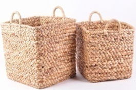 DKD Home Decor Cesta Balines Marron Junco Set de 2 - 42 x 39 x 42 cm