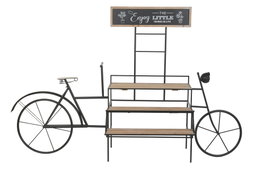 DKD Home Decor Expositor de Metal y Madera Bicicleta Negro y Marrón 217x78x140 cm