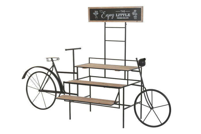 DKD Home Decor Expositor de Metal y Madera Bicicleta Negro y Marrón 217x78x140 cm