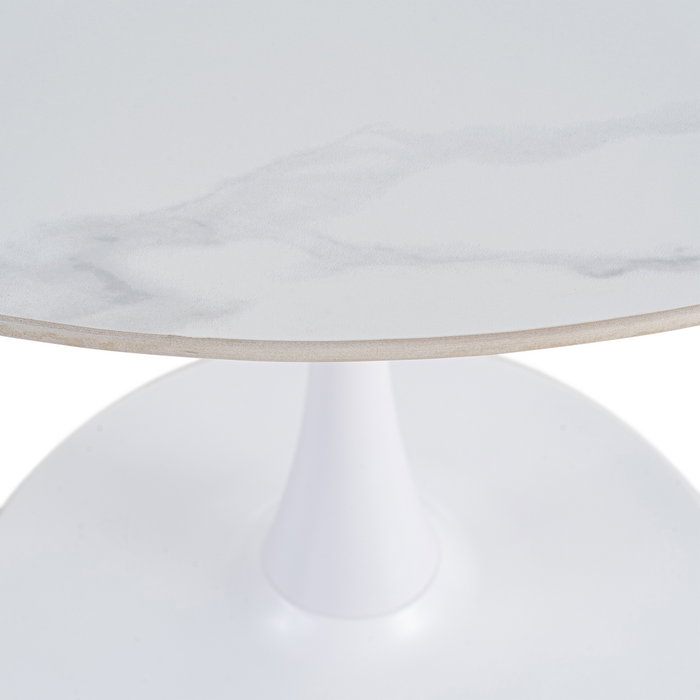 Mesa Comedor Blanco Piedra Sinterizada 100 X 100 X 75 cm