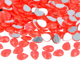 Innspiro Gemas decorativas acrílicas gota rosa fluor 10x14mm (1000u. aprox.)