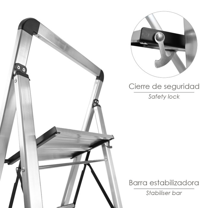 ORYX Escalera Plana de Aluminio de 2 Peldaños