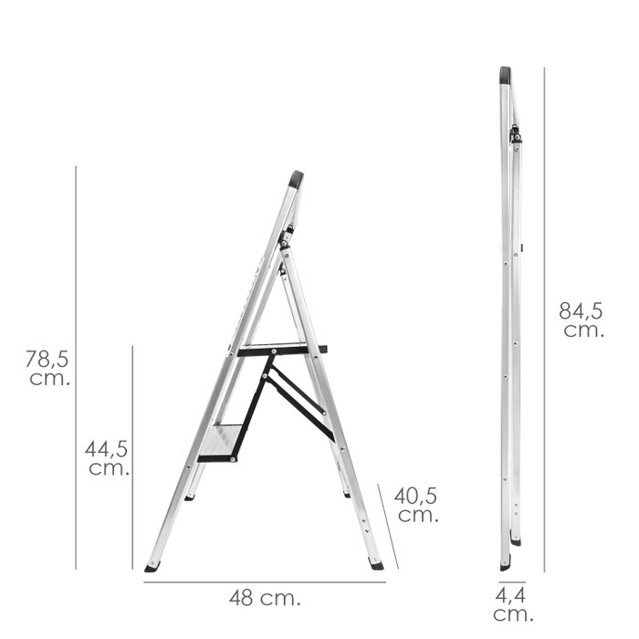 ORYX Escalera Plana de Aluminio de 2 Peldaños
