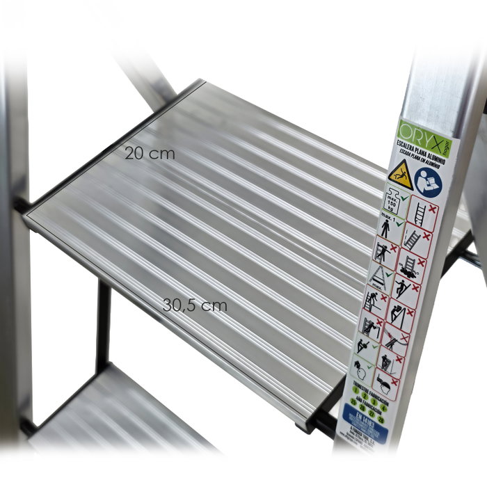ORYX Escalera Plana de Aluminio de 2 Peldaños