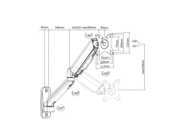 Equip Soporte de Pared para Monitor 17-32 Pulgadas, Brazo de Resorte de Gas Equip Soporte de Pared para Monitor 17-32 Pulgadas, Brazo de Resorte de Gas