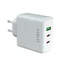 Celly TC3GAN65WEVOWH Cargador 65W Rápido con 2 Puertos USB-C y 1 USB-A Blanco, para Smartphone, Tablet y Laptop