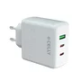 Celly TC3GAN65WEVOWH Cargador 65W Rápido con 2 Puertos USB-C y 1 USB-A Blanco, para Smartphone, Tablet y Laptop
