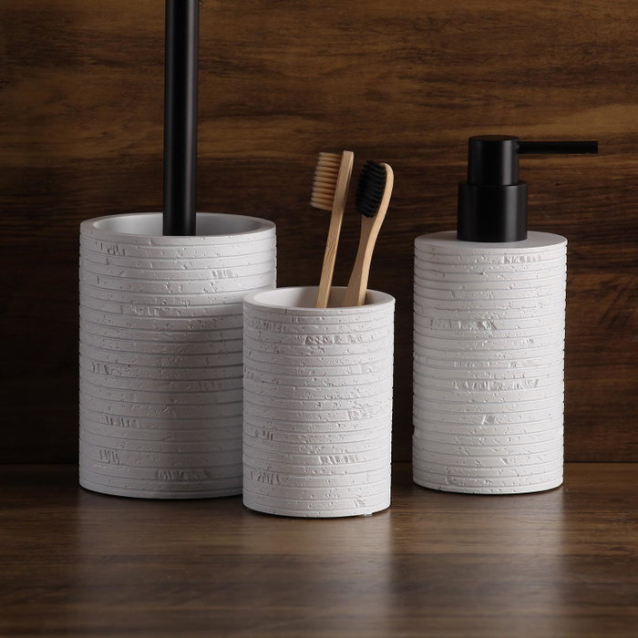 Versa Portacepillos de Baño para Pasta y Cepillos Bursa Blanco, Resina, 10.1 x 6.9 x 6.9 cm (2 Unidades)