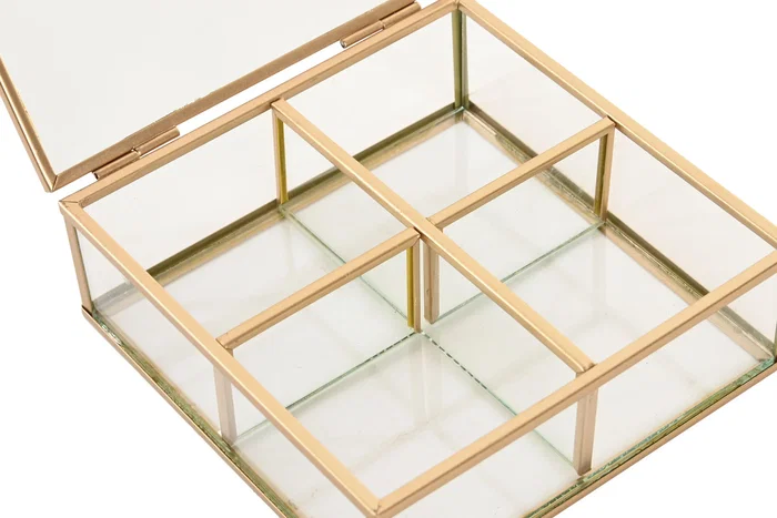 DKD Home Decor Joyero Dorado 16 x 5 x 15 cm Cristal y Metal DKD Home Decor Joyero Dorado 16 x 5 x 15 cm Cristal y Metal