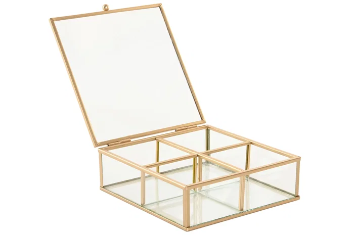 DKD Home Decor Joyero Dorado 16 x 5 x 15 cm Cristal y Metal DKD Home Decor Joyero Dorado 16 x 5 x 15 cm Cristal y Metal