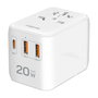 LogiLink Cargador de viaje 20 W GaN de 3 puertos, 2x USB-A (QC) y 1x USB-C (PD), Slim Version, Blanco