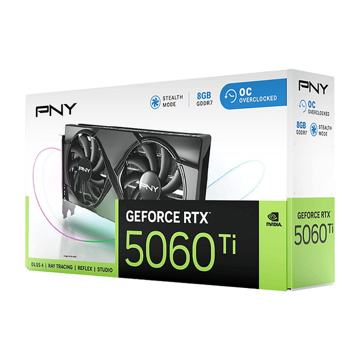 PNY GeForce RTX 5060 Ti VERTO OC 8GB GDDR7 128-bit PCIe 5.0 Tarjeta Gráfica con Doble Ventilador y Overclock