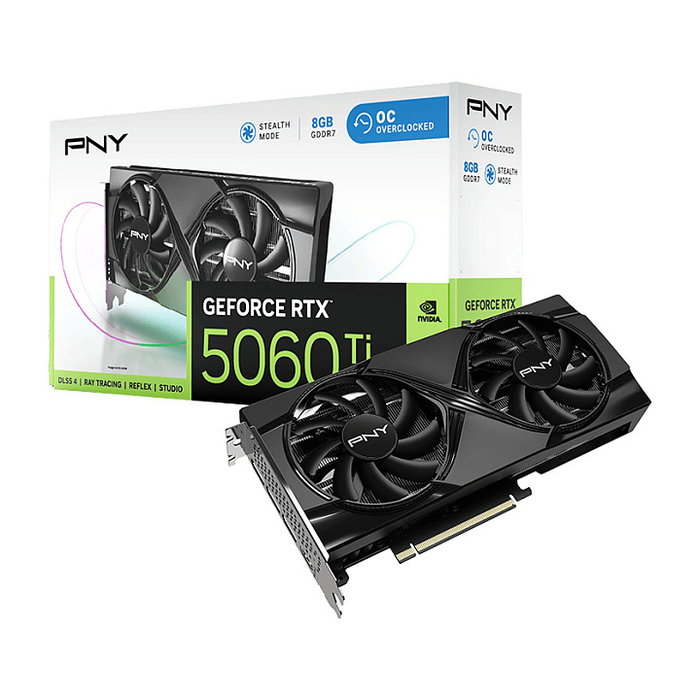 PNY GeForce RTX 5060 Ti VERTO OC 8GB GDDR7 128-bit PCIe 5.0 Tarjeta Gráfica con Doble Ventilador y Overclock
