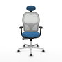PIQUERAS Y CRESPO Silla de oficina Jorquera con mecanismo Sincro/Traslack Azul claro y Blanco