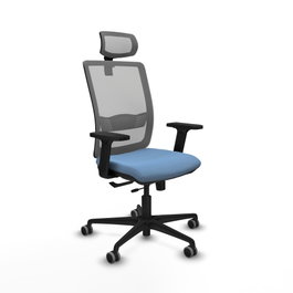 PIQUERAS Y CRESPO Silla de oficina Haches con mecanismo Sincro/Traslack, Azul cielo y Gris