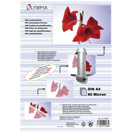 Olympia 1x100 Folio de laminación DIN A4 80 micron 9166