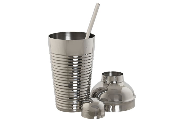 DKD Home Decor Set de Cóctel 5 Piezas Inox 500ml Grabado Plateado