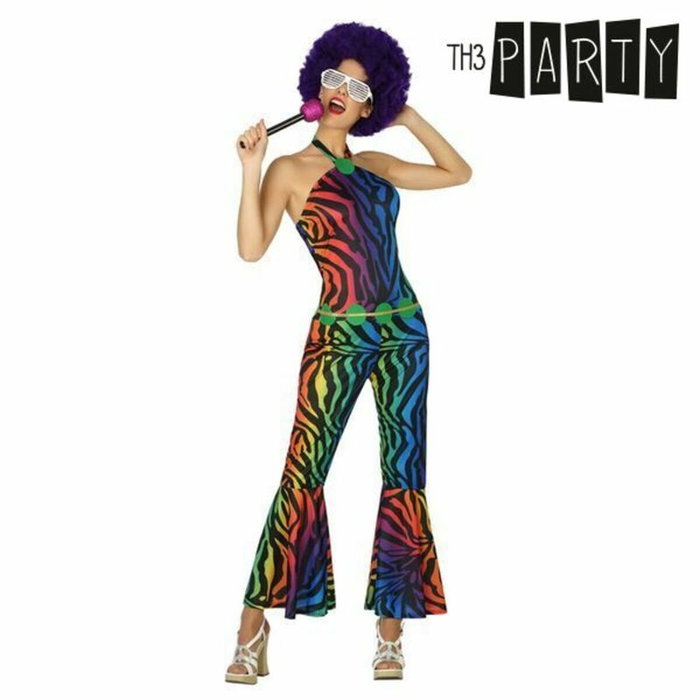 Disfraz Mujer Adulto Años 70 Disco Multicolor Rayas Talla XL