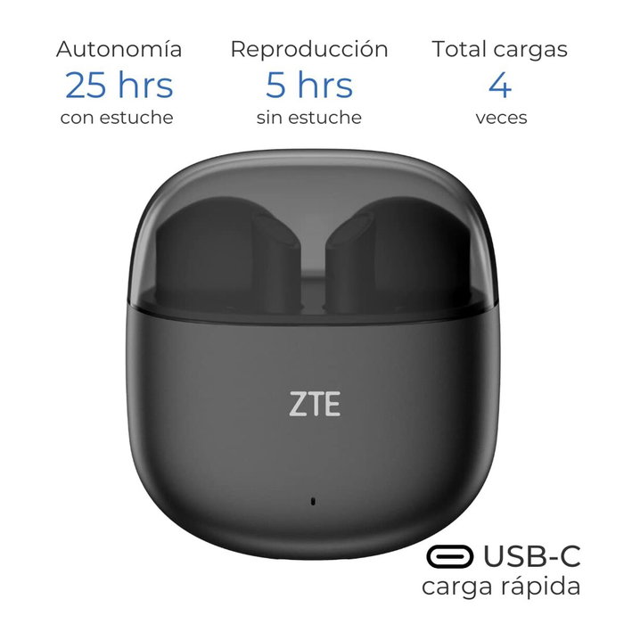 ZTE Buds 2 Auriculares Bluetooth Negros con Estuche de Carga