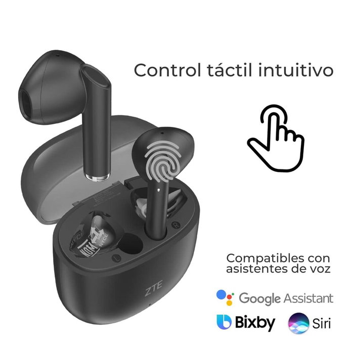 ZTE Buds 2 Auriculares Bluetooth Negros con Estuche de Carga