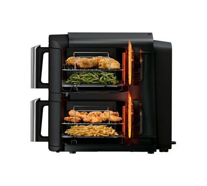 SharkNinja Ninja DoubleStack Freidora de Aire SL300EU, 2 niveles, 7.6 L, Negro