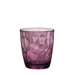 ADI Vaso Diamond Purpura - Vidrio, 30 cl (93 mm de alto, 84 mm de diámetro), Borde Grueso (Set de 6)