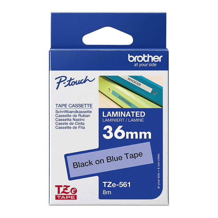 Brother Cinta Laminada TZe-561 36mm x 8m Azul/Negro