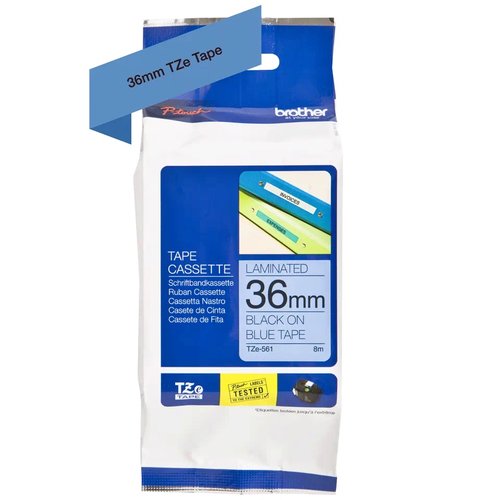 Brother TZe-561 Cinta Laminada 36mm x 8m Negro sobre Azul Brother TZe-561 Cinta Laminada 36mm x 8m Negro sobre Azul