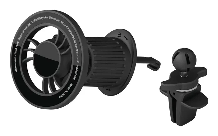Dbramante1928 CXMGVEBL6523 - Soporte Magnético para iPhone 12 al 17 en Rejilla de Ventilación del Coche, 360° Giratorio, Negro