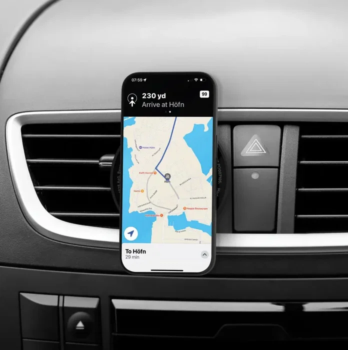 Dbramante1928 CXMGVEBL6523 - Soporte Magnético para iPhone 12 al 17 en Rejilla de Ventilación del Coche, 360° Giratorio, Negro