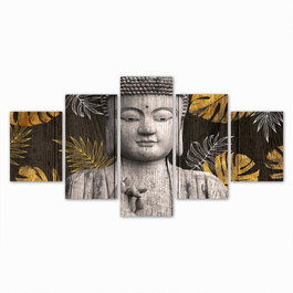 DKD Home Decor Set de 5 Lienzos de Buda en Marco de Pino 150x2x80 cm