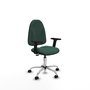 Silla de oficina Algarra con mecanismo Contacto permanente básico tapizada con Tela color Verde botella. Equipada con Base cromada, Brazos 2D y Ruedas autofrenantes