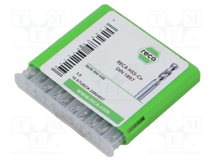 RECA Broca para metal de 3,5 mm y 52 mm de longitud, HSS-Co