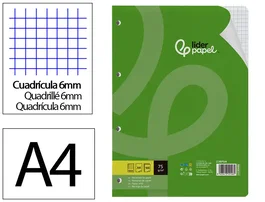 Liderpapel Recambio A4 100 Hojas 75gr Cuadro 6mm 4 Taladros Con Margen