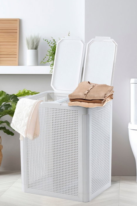 Mijölnir Cesta de Lavandería SMRTDCS-2 de Plástico Blanco 36.5 x 44 x 56 cm