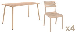 DKD Home Decor Set de Comedor de 5 Piezas Crema con 4 Sillas Apilables