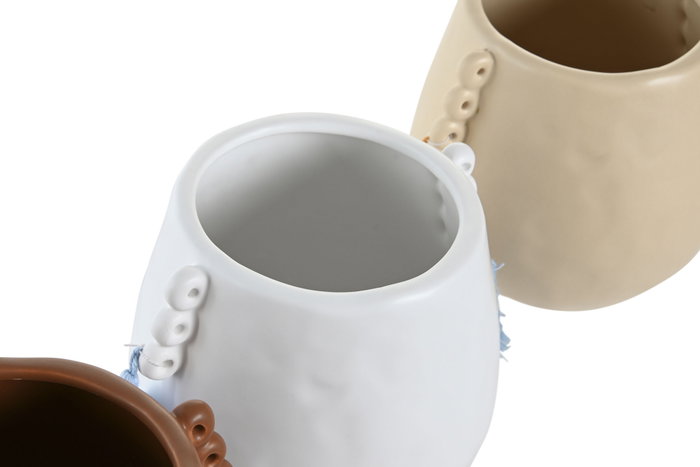 DKD Home Decor Jarrón de Dolomita con Flecos Surtido de 3 Colores