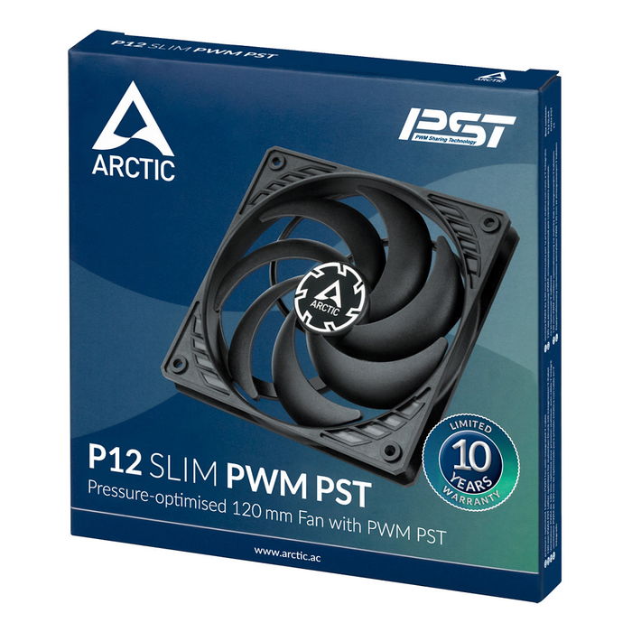 Arctic P12 PWM PST 12CM Ventilador Negro Slim 2100 RPM 41,1 CFM