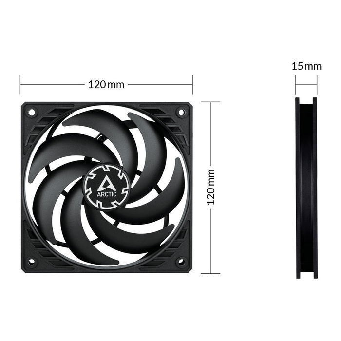 Arctic P12 PWM PST 12CM Ventilador Negro Slim 2100 RPM 41,1 CFM