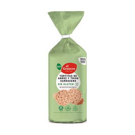 El Granero Integral Tortitas de Arroz y Trigo Sarraceno Bio Sin Sal Añadida 100g Pack 12 Ud