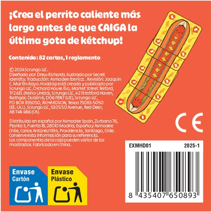 Asmodee Hoddog Juego de Mesa Familiar, de 2 a 5 Jugadores, Edad 10+ Años, Duración 5-15 Minutos, en Español